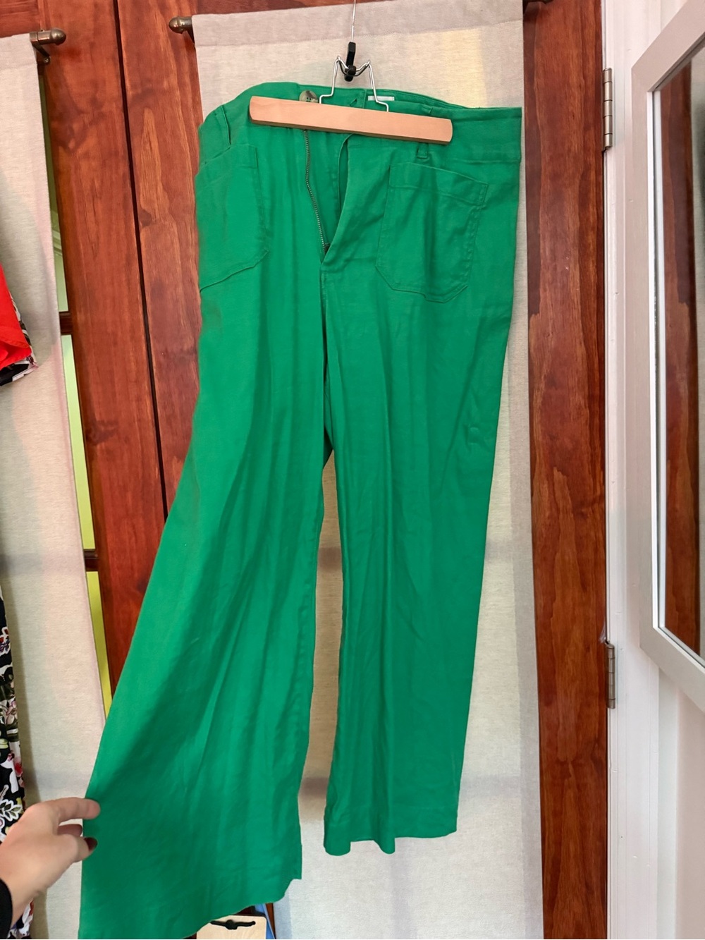 Colette Linen pants - Kelly Green Wide-Leg